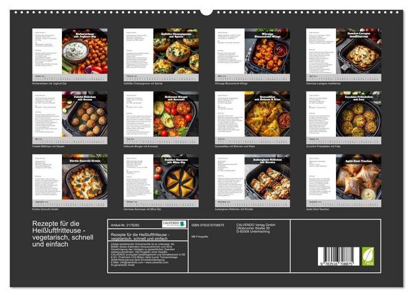 Produktbild: Rezepte f&uuml;r die Hei&szlig;luftfritteuse - vegetarisch, schnell und einfach (hochwertiger Premium Wandkalender 2026 DIN A2 quer), Kunstdruck in Hochglanz