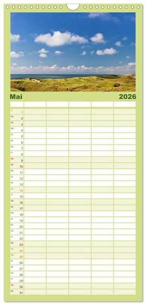 Produktbild: Familienplaner 2026 - J&uuml;tland. Zwischen Ringk&oslash;bing und Ribe mit 5 Spalten (Wandkalender, 21 x 45 cm) CALVENDO
