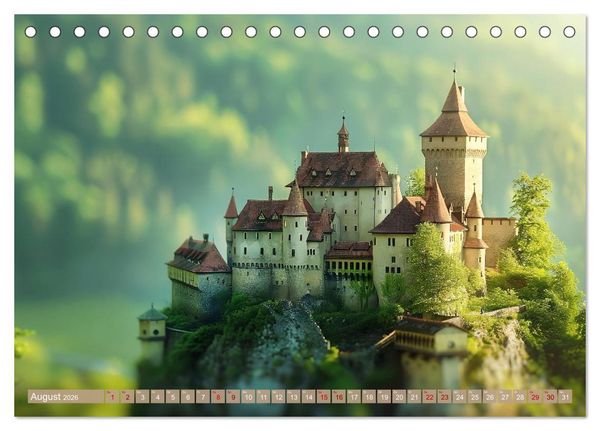 Produktbild: Miniaturwelt Burgen und Schl&ouml;sser (Tischkalender 2026 DIN A5 quer), CALVENDO Monatskalender