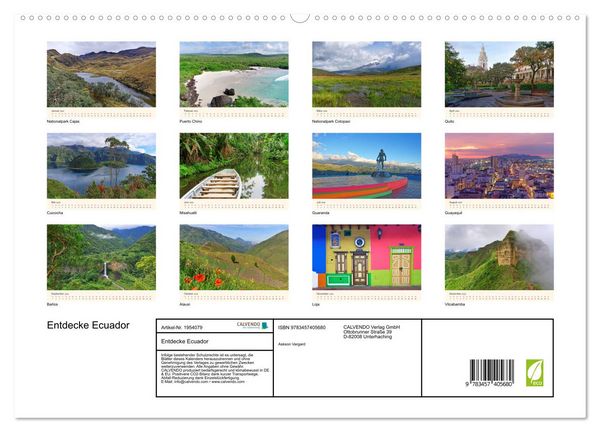 Produktbild: Entdecke Ecuador (hochwertiger Premium Wandkalender 2026 DIN A2 quer), Kunstdruck in Hochglanz