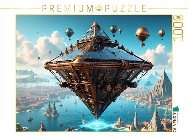 Produktbild: CALVENDO Puzzle Schwerlast Transportpolygon &uuml;ber dem Stadthafen | 1000 Teile Lege-Gr&ouml;&szlig;e 64x48cm Foto-Puzzle f&uuml;r gl&uuml;ckliche Stunden