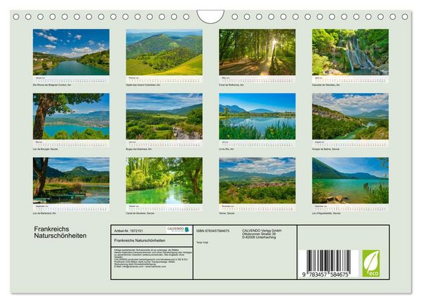 Produktbild: Frankreichs Natursch&ouml;nheiten (Wandkalender 2026 DIN A4 quer), CALVENDO Monatskalender