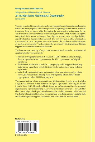 Produktbild: An Introduction to Mathematical Cryptography