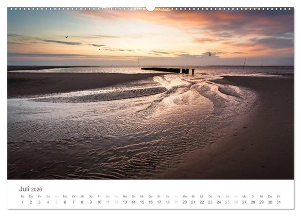 Produktbild: Nordfriesische Inselwelt - Bunte Watt- und Wolkenlandschaften (Wandkalender 2026 DIN A2 quer), CALVENDO Monatskalender