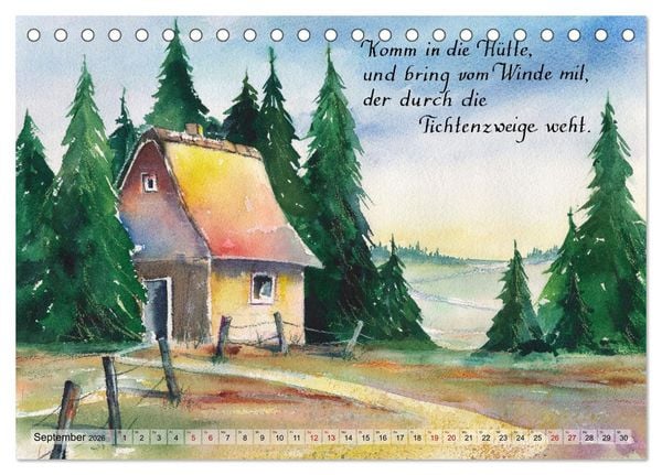 Produktbild: Aquarelle und Haiku von Basho (Tischkalender 2026 DIN A5 quer), CALVENDO Monatskalender