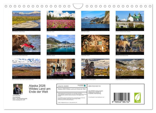 Produktbild: Alaska 2026 Wildes Land am Ende der Welt (Wandkalender 2026 DIN A4 quer), CALVENDO Monatskalender