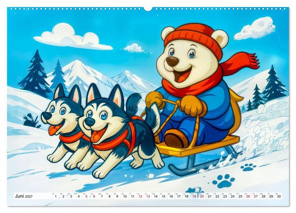 Produktbild: Tierischer Wintersport - Lustige Tiere im Schnee (Wandkalender 2027 DIN A2 quer), CALVENDO Monatskalender