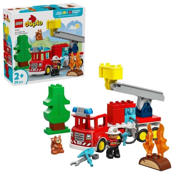 LEGO DUPLO Town 10473 Löschauto mit Schlauch und Feuerwehrmann, Spielset