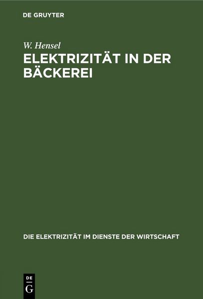 Produktbild: Elektrizit&auml;t in der B&auml;ckerei