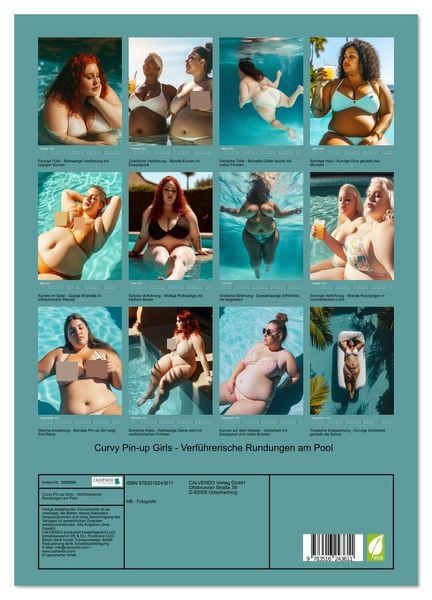 Produktbild: Curvy Pin-up Girls - Verf&uuml;hrerische Rundungen am Pool (Wandkalender 2026 DIN A3 hoch), CALVENDO Monatskalender