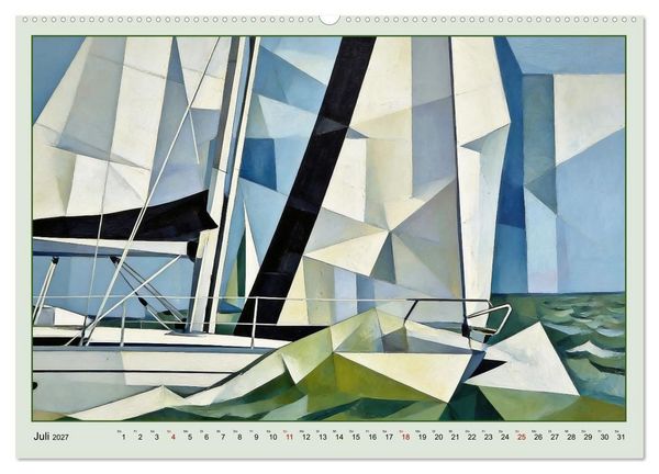 Produktbild: Segelschiffe im Stil des Kubismus (hochwertiger Premium Wandkalender 2027 DIN A2 quer), Kunstdruck in Hochglanz