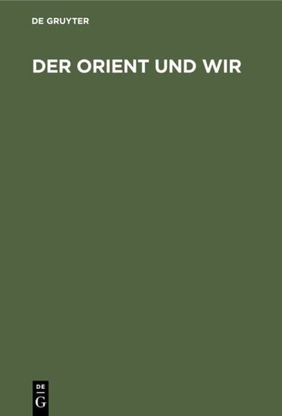 Produktbild: Der Orient und Wir