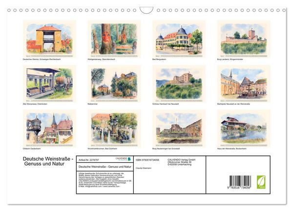 Produktbild: Deutsche Weinstra&szlig;e - Genuss und Natur (Wandkalender 2026 DIN A3 quer), CALVENDO Monatskalender