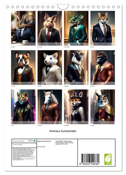 Produktbild: Animaux humano&iuml;des (Calendrier mural 2026 DIN A4 horizontal), CALVENDO calendrier mensuel