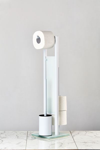Produktbild: Stand WC-Garnitur Mod. Rivalta Wei&szlig;, integrierter Toilettenpapierhalter und WC-B&uuml;rstenhalter