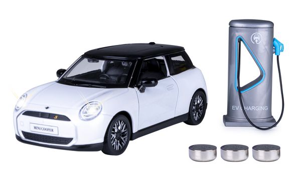 Produktbild: BMW Mini Cooper Diecast 1:28 wei&szlig; inkl. Knopfzellen