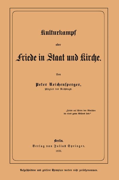 Produktbild: Kulturkampf oder Friede in Staat und Kirche