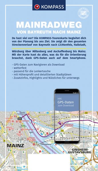 Produktbild: KOMPASS Fahrrad-Tourenkarte Main-Radweg, Von Bayreuth nach Mainz 1:50.000