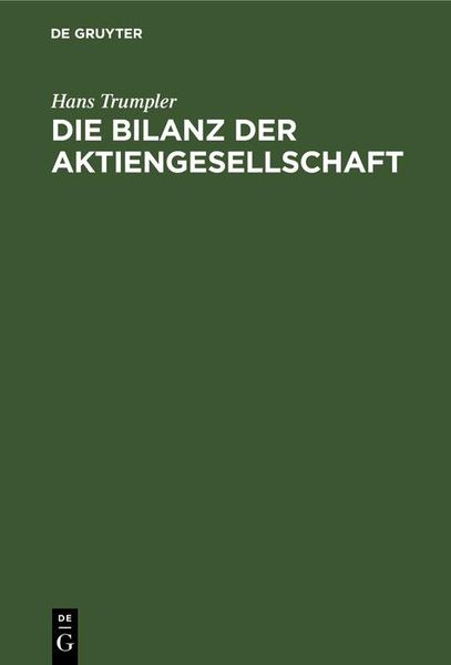 Produktbild: Die Bilanz der Aktiengesellschaft