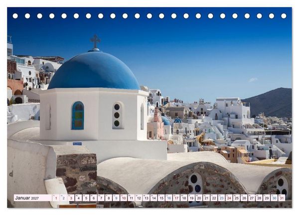 Produktbild: Santorini - Insel im Licht der &Auml;g&auml;is (Tischkalender 2027 DIN A5 quer), CALVENDO Monatskalender