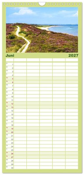 Produktbild: Familienplaner 2027 - SYLT D&uuml;nenwege mit 5 Spalten (Wandkalender, 21 x 45 cm) CALVENDO