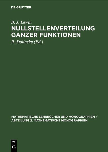 Produktbild: Nullstellenverteilung ganzer Funktionen