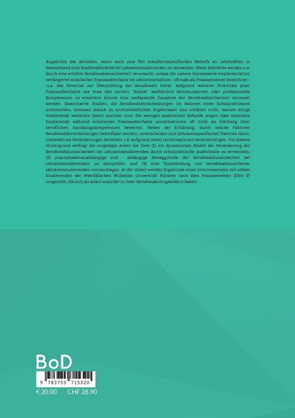 Produktbild: Berufswahlunsicherheit bei Lehramtsstudierenden nach dem Praxissemester