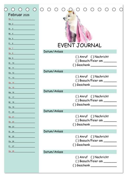 Produktbild: B-DAY PLANER - Aquarell Hunderassen - F&uuml;r Termine, Geschenke, Eventdetails & mehr (Tischkalender 2026 DIN A5 hoch), CALVENDO Monatskalender