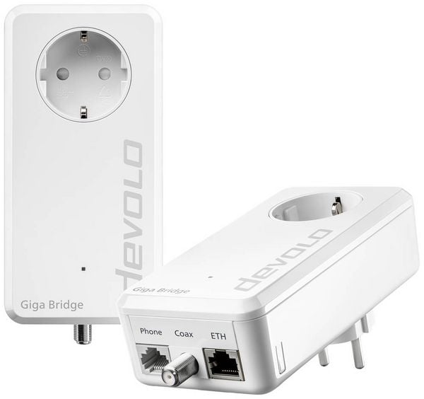 Produktbild: Devolo Giga Bridge Phoneline Netzwerkadapter 8949 EU IP-Bridge, Glasfaser 1000MBit/s