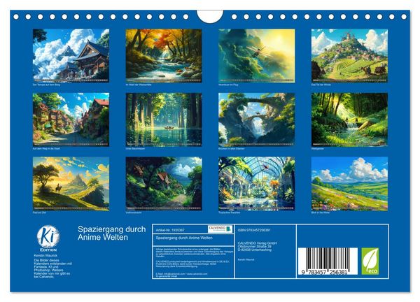 Produktbild: Spaziergang durch Anime Welten (Wandkalender 2026 DIN A4 quer), CALVENDO Monatskalender