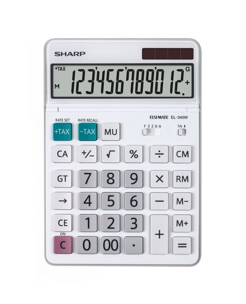 Produktbild: Sharp Tischrechner EL-340 W mit beweglichem Display, 12 Stellen, Solar/Batterie
