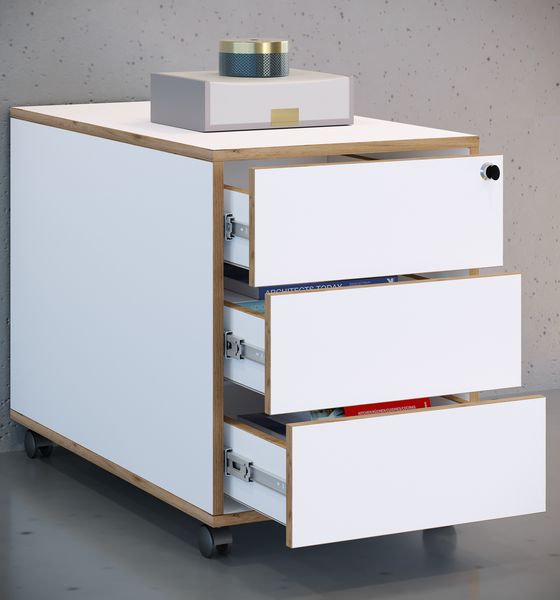Produktbild: Holz Rollcontainer B&uuml;rocontainer Salia 3 Schublade