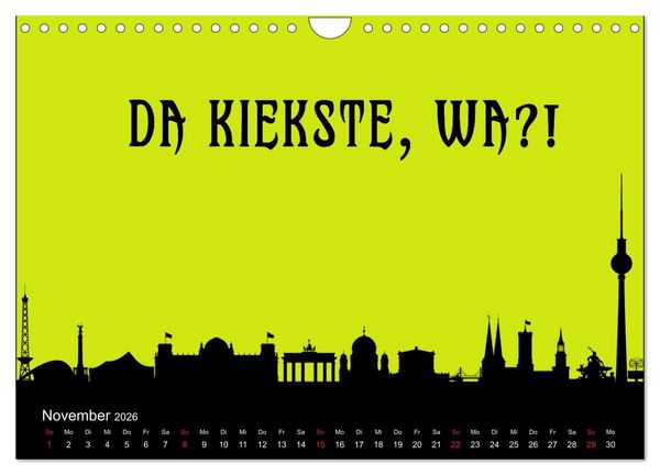 Produktbild: Berliner Mundart (Wandkalender 2026 DIN A4 quer), CALVENDO Monatskalender