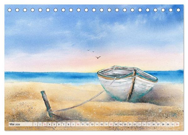 Produktbild: Komm mit ans Meer &ndash; Aquarelle (Tischkalender 2026 DIN A5 quer), CALVENDO Monatskalender