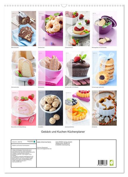 Produktbild: Geb&auml;ck und Kuchen K&uuml;chenplaner (Wandkalender 2026 DIN A2 hoch), CALVENDO Monatskalender