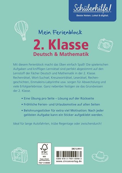 Produktbild: Mein Ferienblock - 2. Klasse