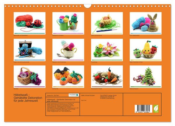 Produktbild: H&auml;kelspa&szlig; - Geh&auml;kelte Dekoration f&uuml;r jede Jahreszeit (Wandkalender 2026 DIN A3 quer), CALVENDO Monatskalender