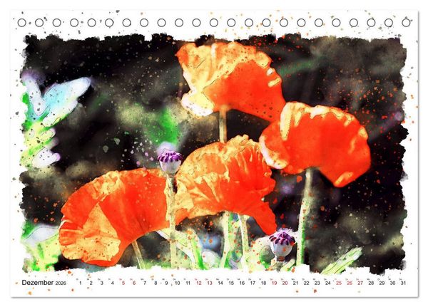 Produktbild: Mohnbl&uuml;ten in Aquarell (Tischkalender 2026 DIN A5 quer), CALVENDO Monatskalender