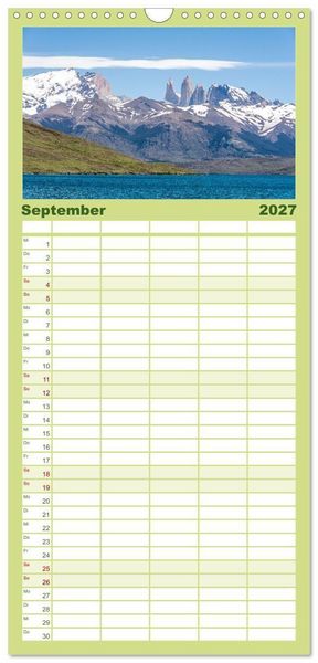 Produktbild: Familienplaner 2027 - Chile - Facetten landschaftlicher Vielfalt mit 5 Spalten (Wandkalender, 21 x 45 cm) CALVENDO