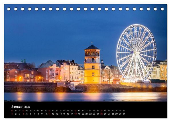 Produktbild: D&uuml;sseldorf bei Nacht (Tischkalender 2026 DIN A5 quer), CALVENDO Monatskalender