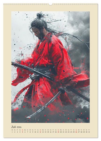 Produktbild: Samurai. Kunstvolle Darstellungen historischer Krieger (hochwertiger Premium Wandkalender 2026 DIN A2 hoch), Kunstdruck in Hochglanz