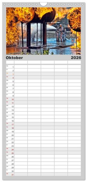 Produktbild: Familienplaner 2026 - Feuerwehr - weltweit im Einsatz mit 5 Spalten (Wandkalender, 21 x 45 cm) CALVENDO