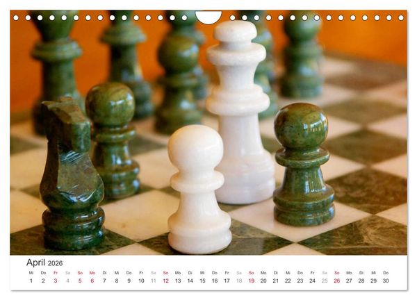 Produktbild: Schach 2026. Impressionen von Figuren und Spielen (Wandkalender 2026 DIN A4 quer), CALVENDO Monatskalender