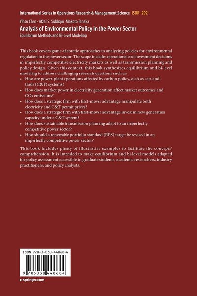 Produktbild: Analysis of Environmental Policy in the Power Sector