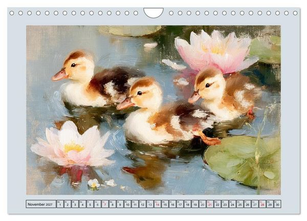 Produktbild: Federleichte Nostalgie. H&uuml;hner, Enten und G&auml;nse in duftigen Momenten (Wandkalender 2027 DIN A4 quer), CALVENDO Monatskalender