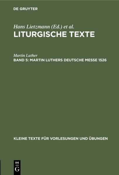 Produktbild: Martin Luthers Deutsche Messe 1526