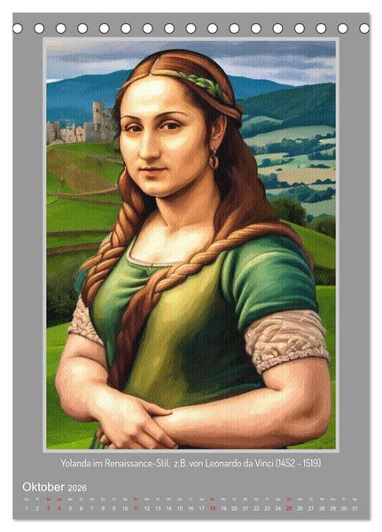 Produktbild: Yolanda in der Kunstgalerie (Tischkalender 2026 DIN A5 hoch), CALVENDO Monatskalender