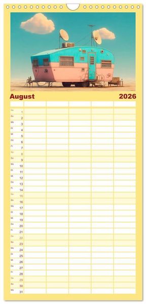Produktbild: Familienplaner 2026 - Caravanesque mit 5 Spalten (Wandkalender, 21 x 45 cm) CALVENDO