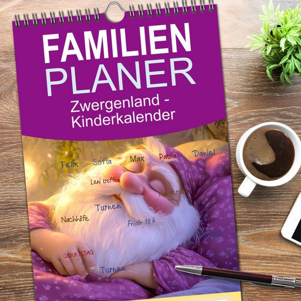 Produktbild: Familienplaner 2026 - Zwergenland - Kinderkalender mit 5 Spalten (Wandkalender, 21 x 45 cm) CALVENDO