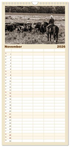 Produktbild: Familienplaner 2026 - Westernreiten mit 5 Spalten (Wandkalender, 21 x 45 cm) CALVENDO